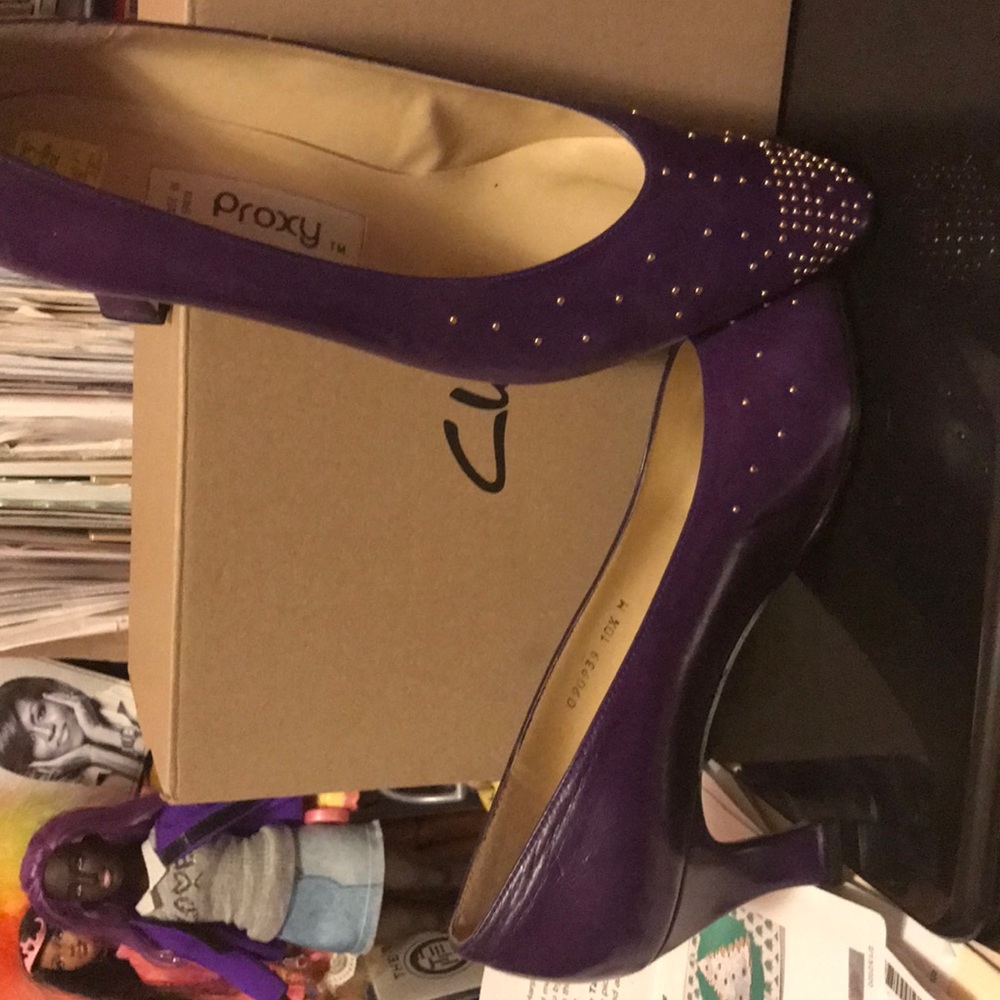 Purple shoes with beaded toe
